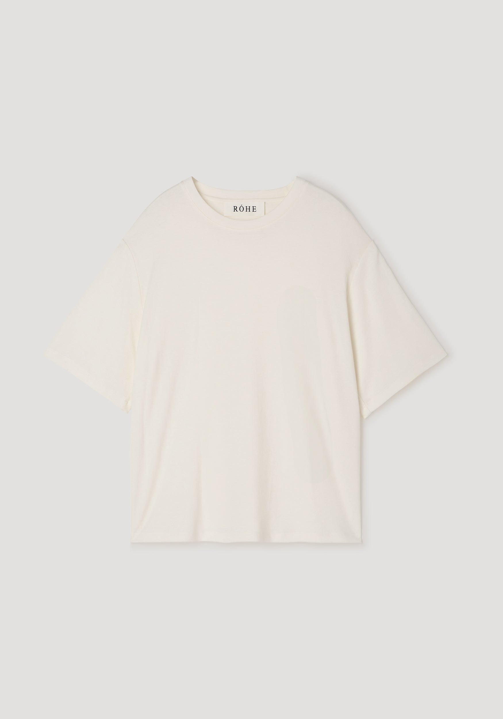 Oversized cotton wool t-shirt | cream color with short sleeves and a relaxed fit, featuring a simple crew neckline and soft cotton wool fabric for comfortable everyday wear.