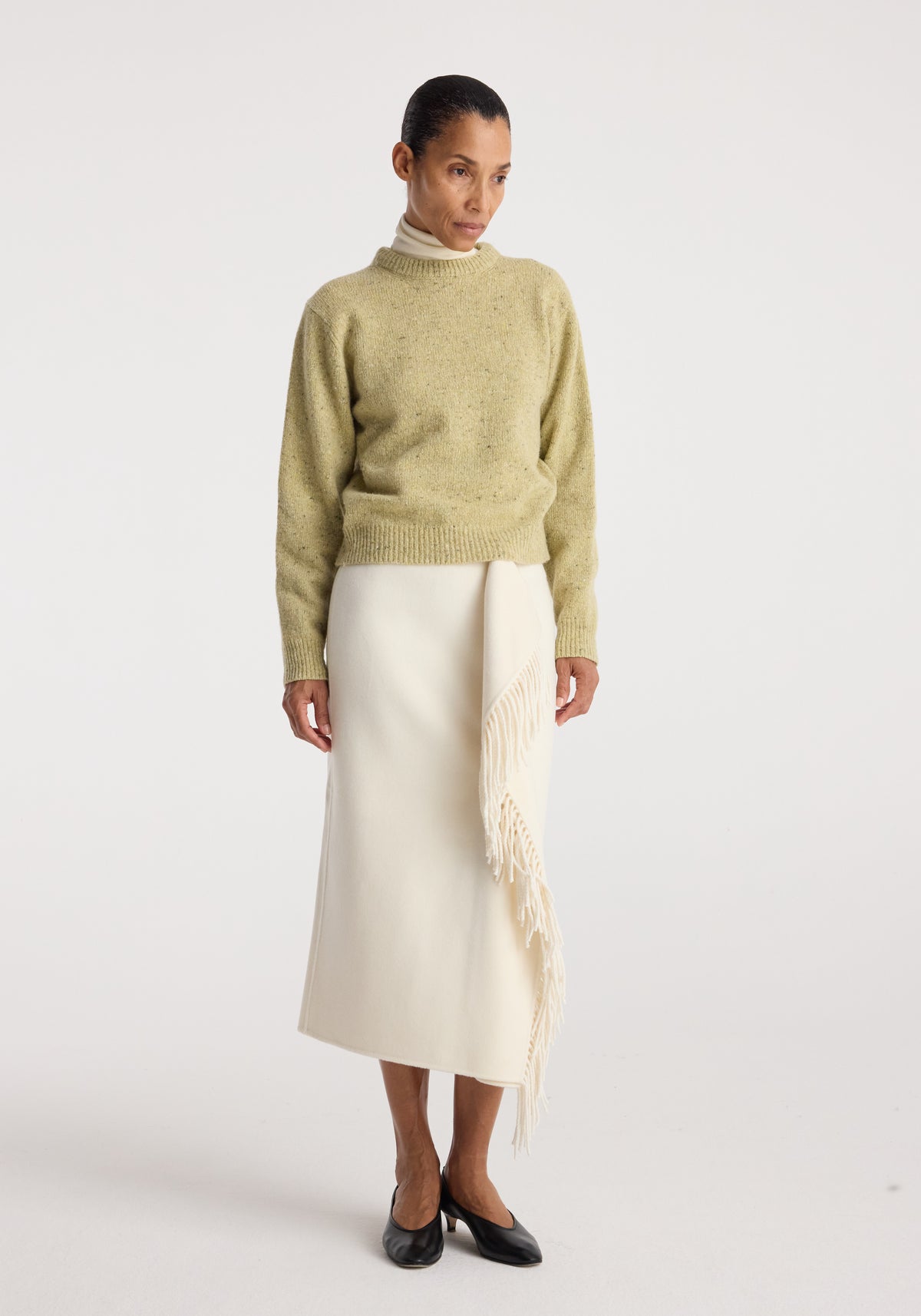 Fitted mouliné crewneck | butter mouliné
