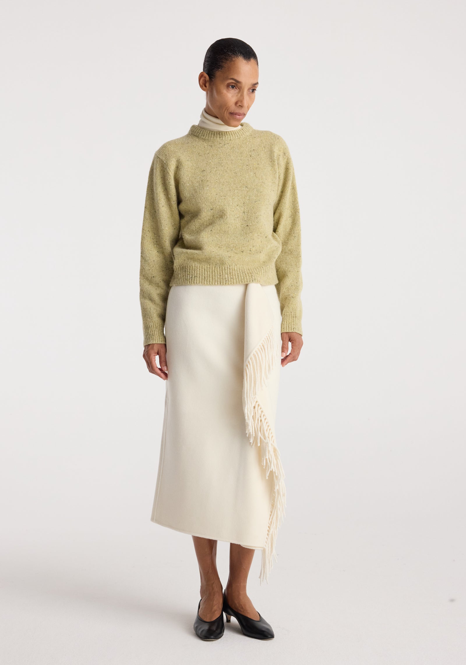 Fitted mouliné crewneck | butter mouliné