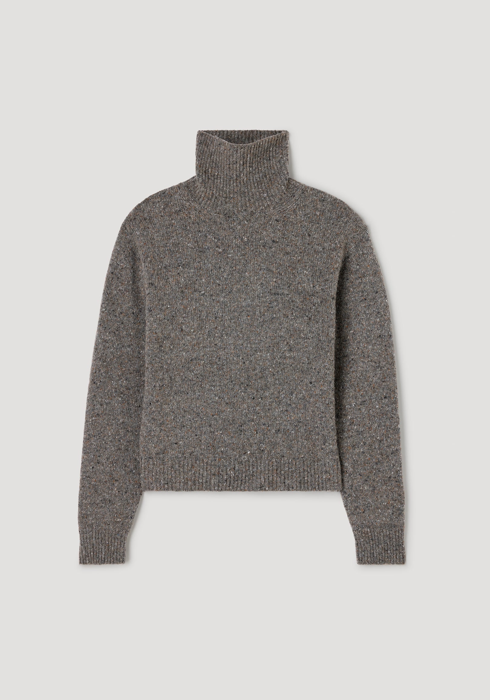 Mouliné turtleneck | grey mouliné with a high ribbed collar and long sleeves, featuring a cozy textured knit ideal for cooler weather.