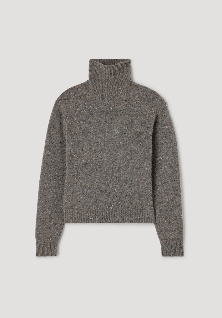 Mouliné turtleneck | grey mouliné with a high ribbed collar and long sleeves, featuring a cozy textured knit ideal for cooler weather.