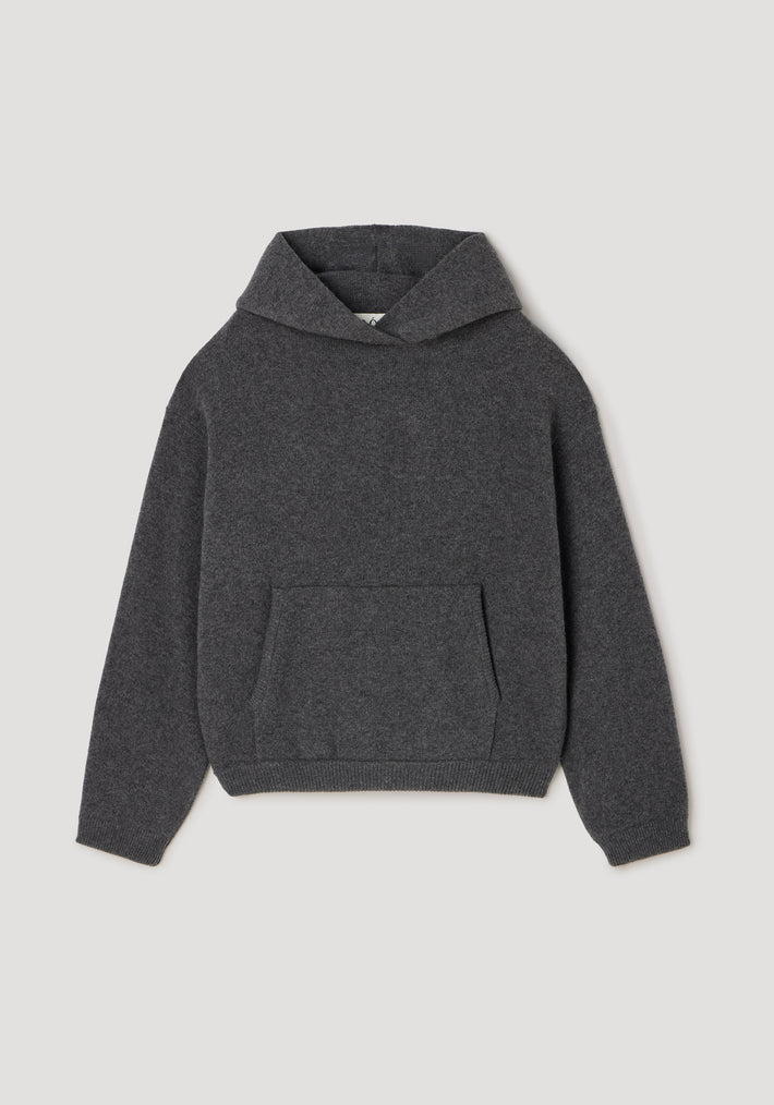 Hooded kangeroo jumper | dark grey melange