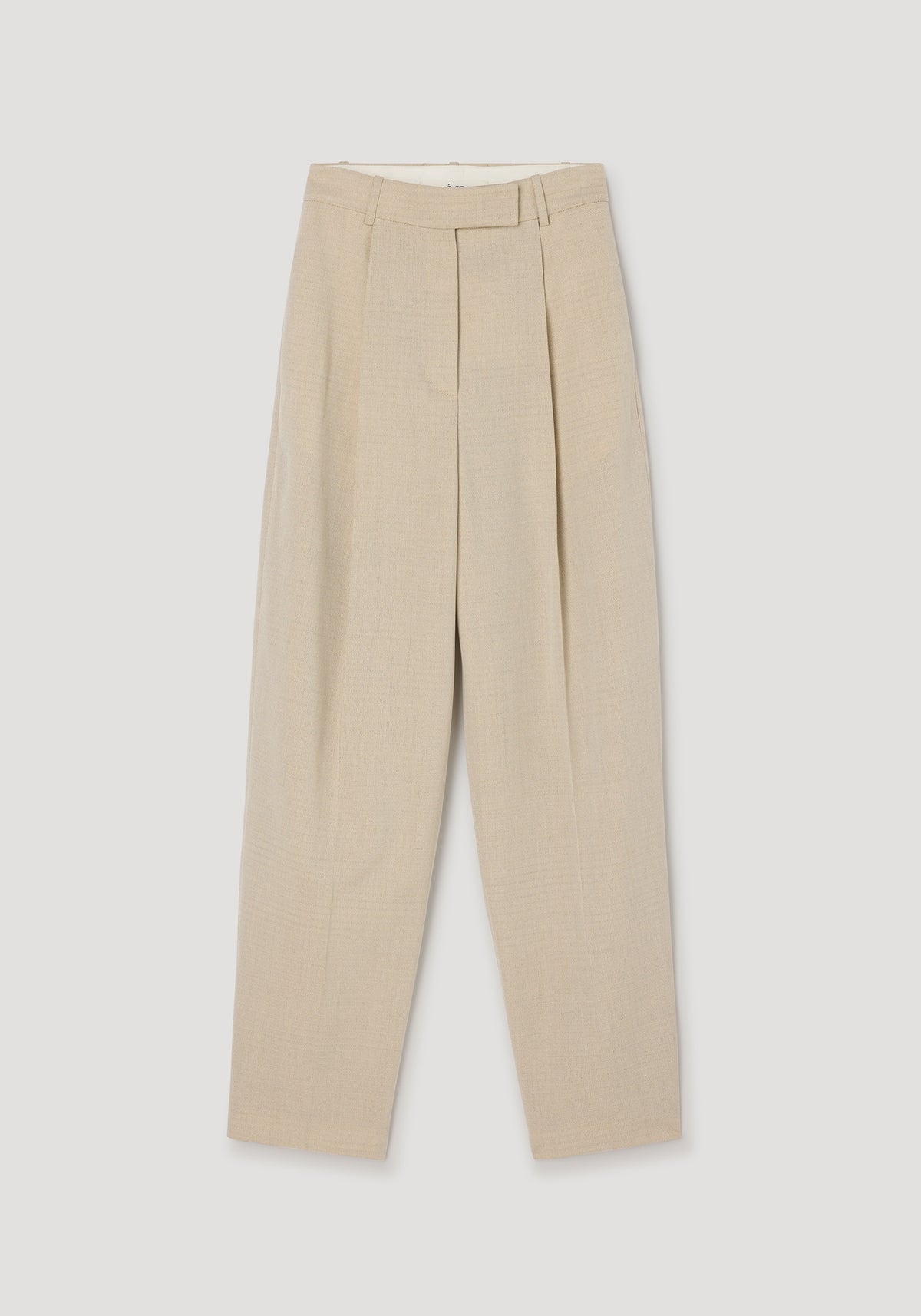 Daria - Single pleat straight leg trousers | butter in a light beige color, featuring a high waist and tailored single pleat design for a sleek, modern look.