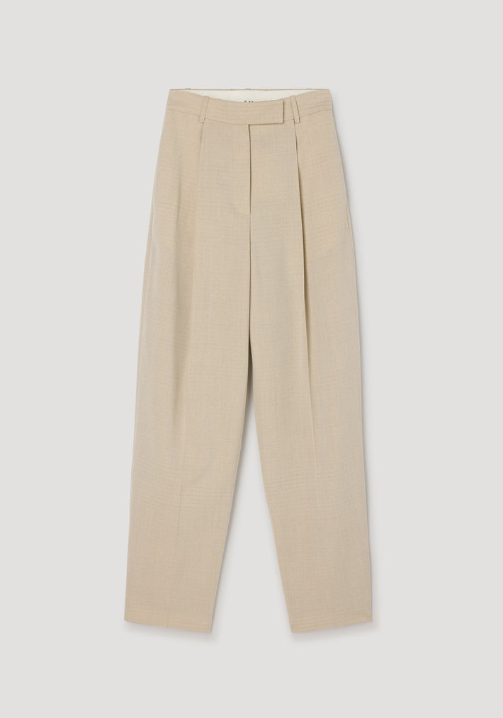 Daria - Single pleat straight leg trousers | butter in a light beige color, featuring a high waist and tailored single pleat design for a sleek, modern look.