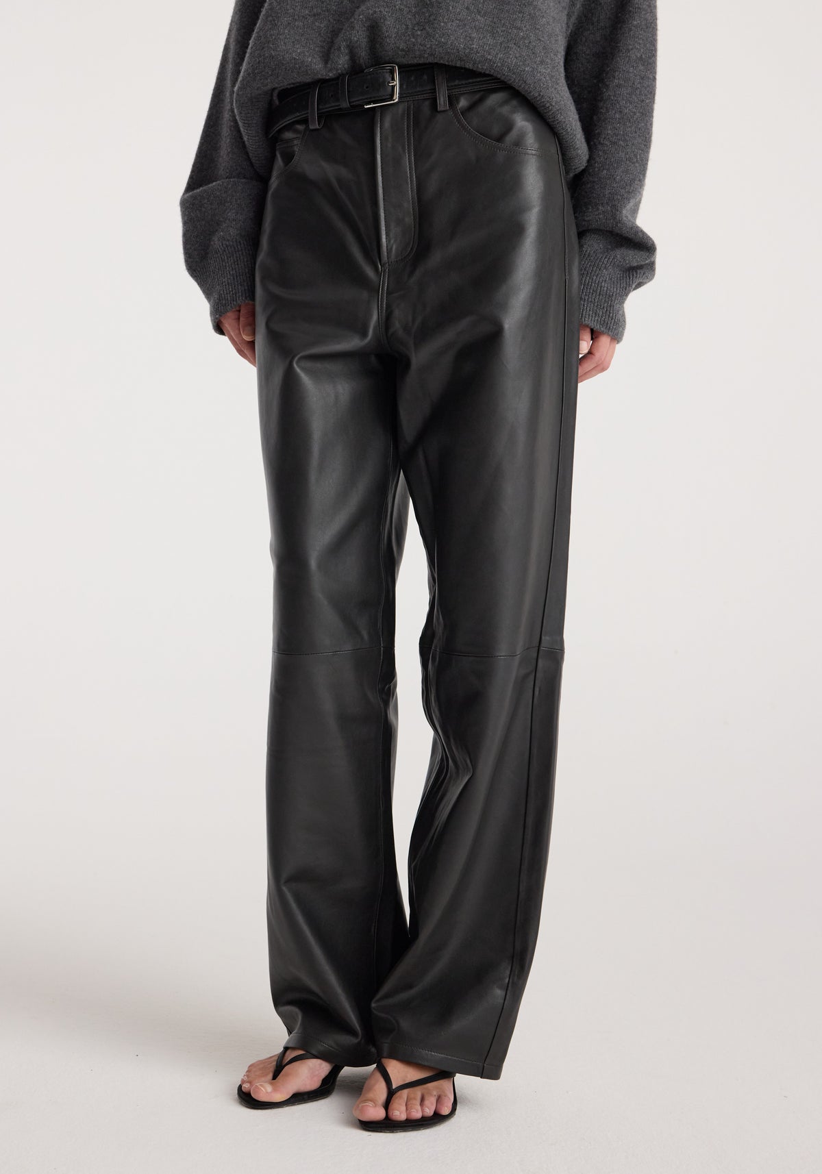 Bruun - Leather baggy trousers | anthracite