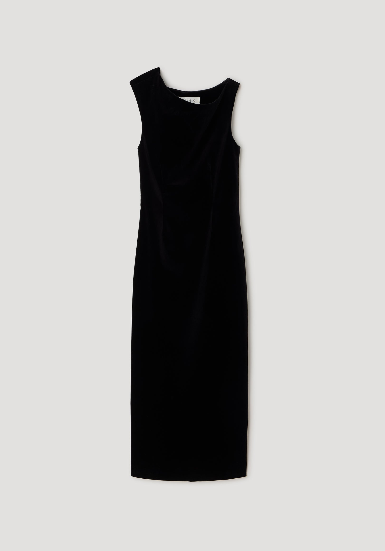 Sculptural off-shoulder velvet gown | black
