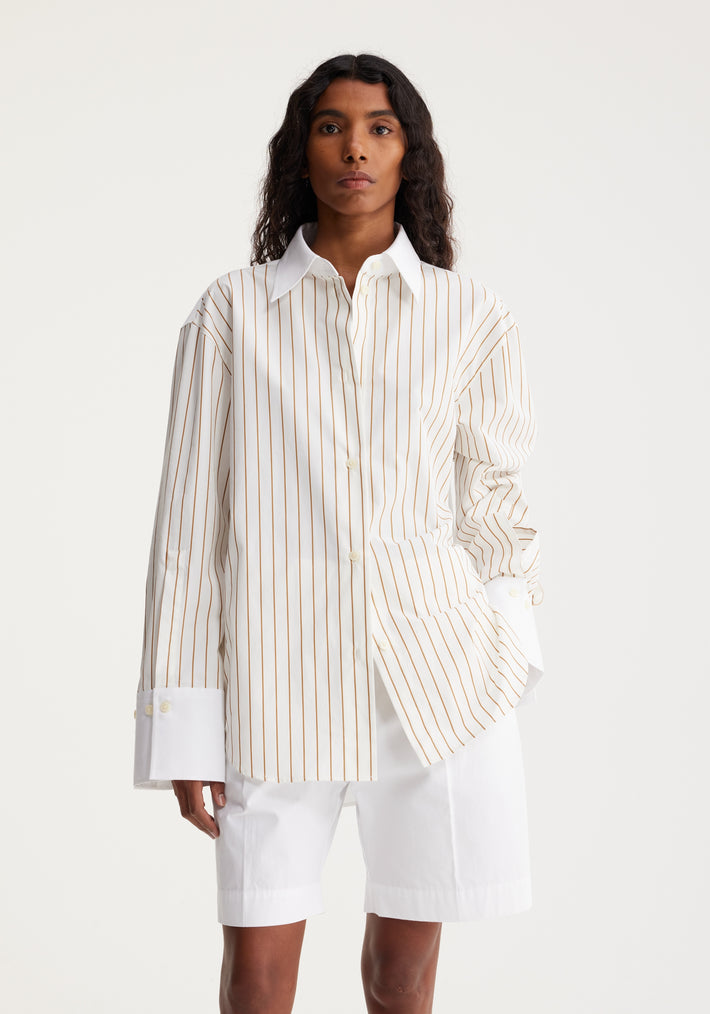 Reimagined banker shirt | caramel stripe