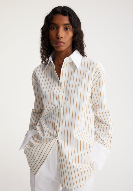 Reimagined banker shirt | caramel stripe