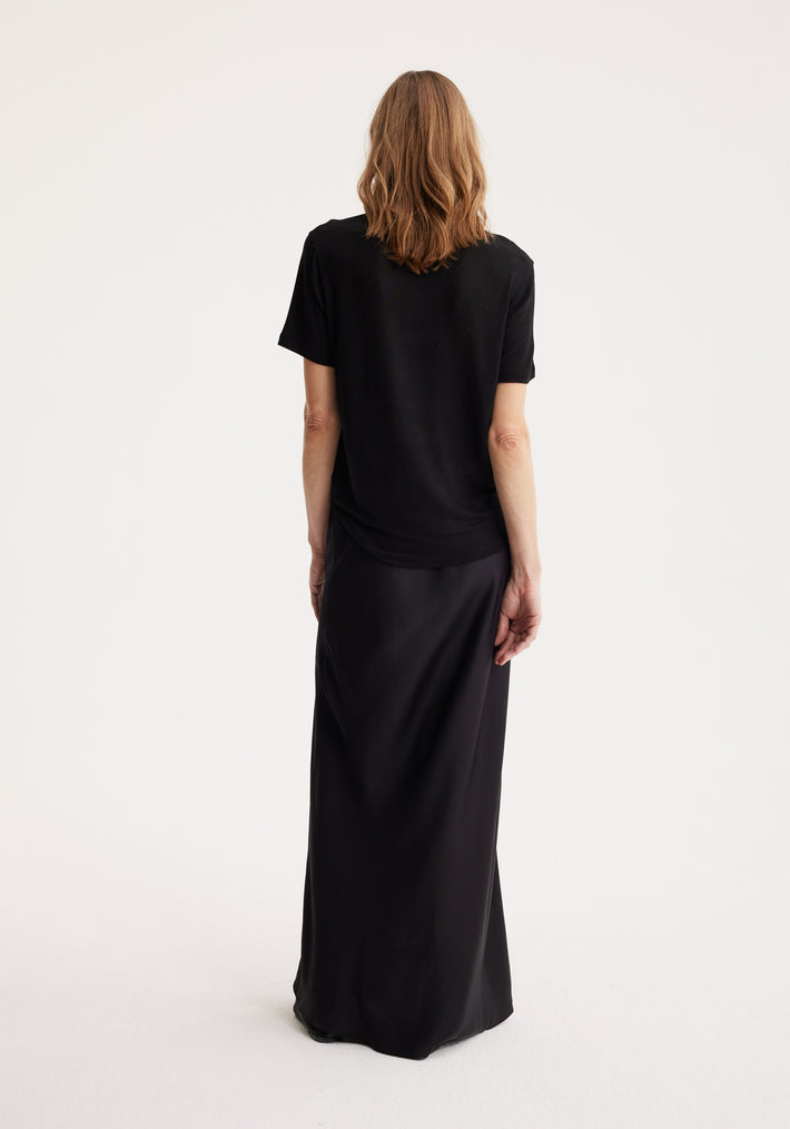 Long satin skirt | noir
