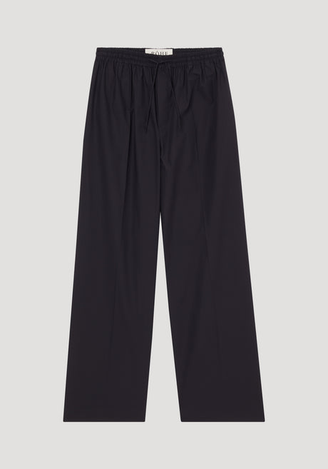 Wide leg cotton trousers | noir