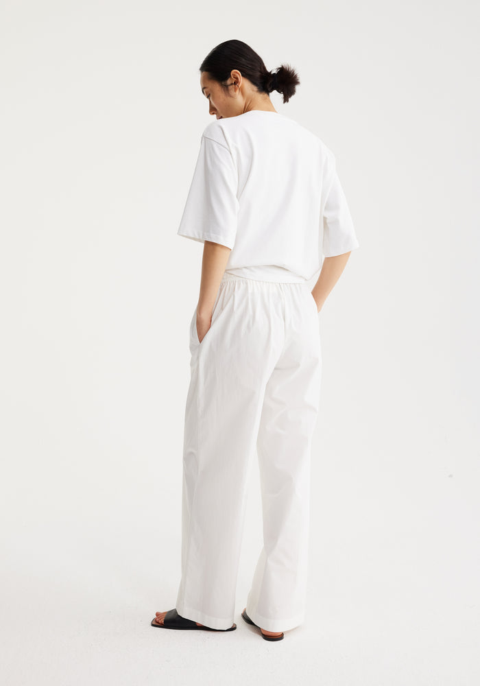 Wide leg cotton trousers | white