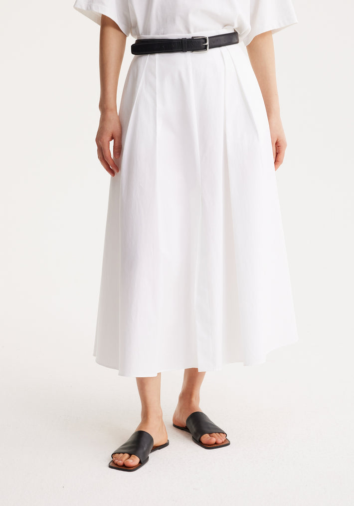 Wide poplin skirt | white