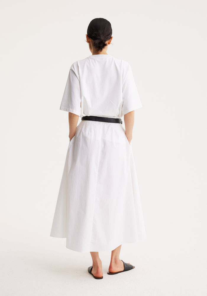 Wide poplin skirt | white