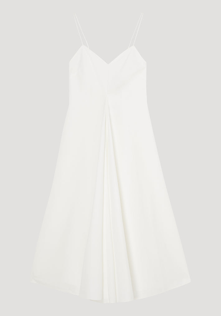 Cotton strap dress with wider hem | white