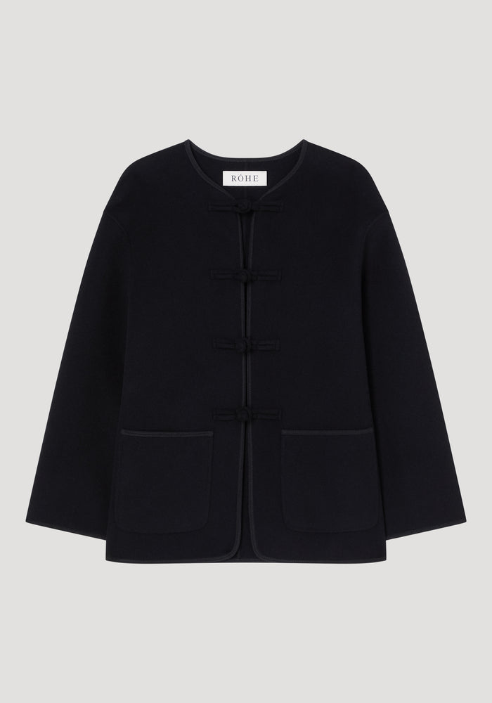 Mandarin double-faced wool jacket | black