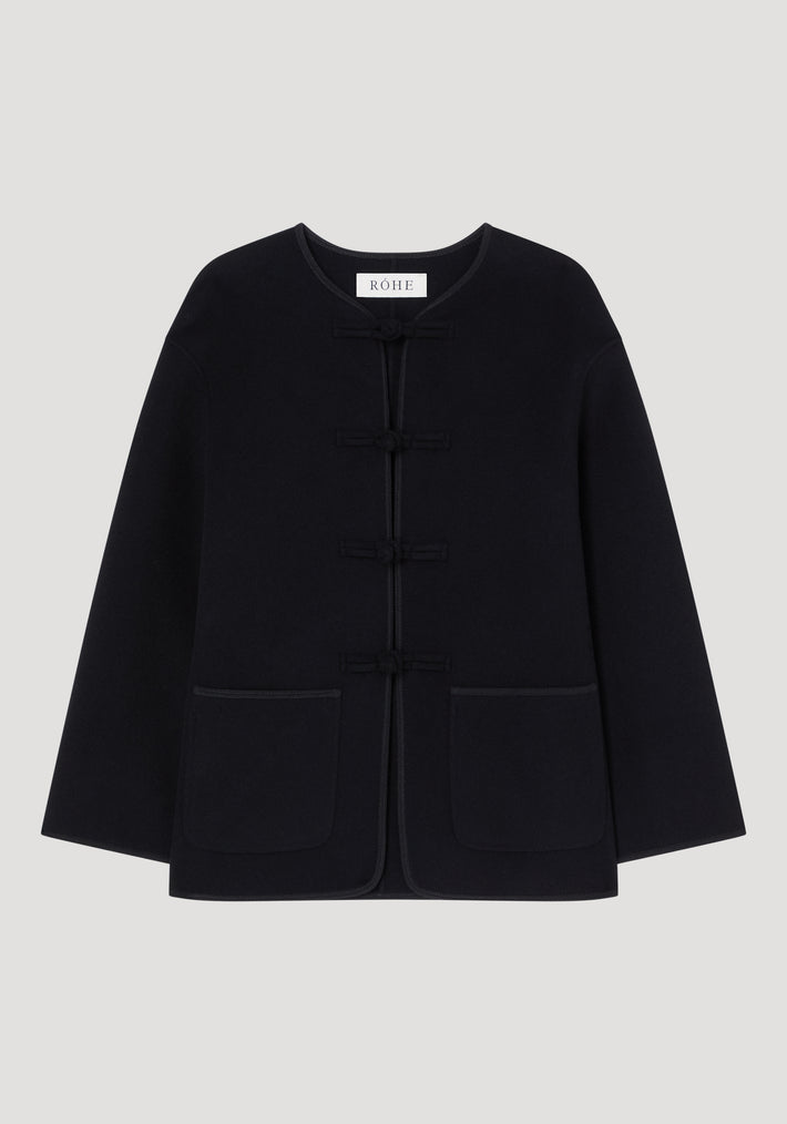 Mandarin double-faced wool jacket | black