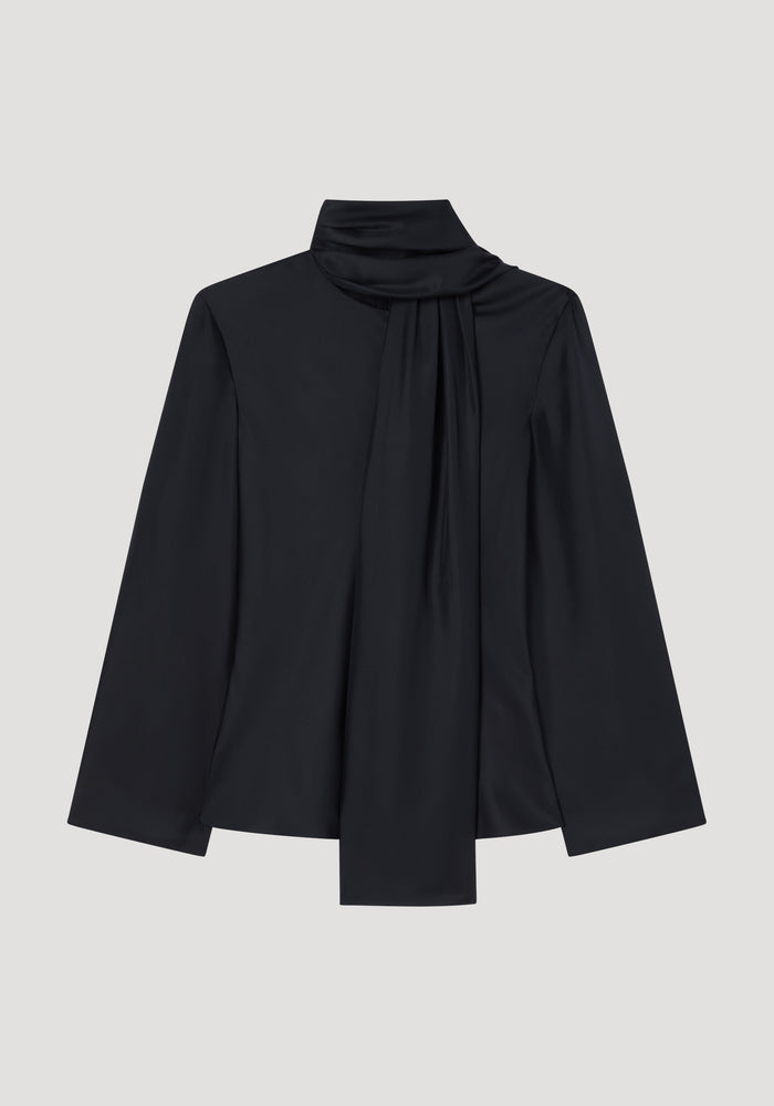 Silk foulard top | black