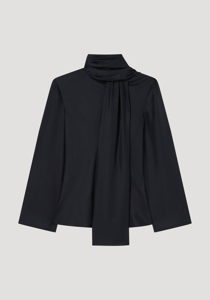 Silk foulard top | black