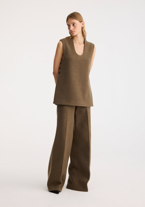 Side split wool top | moss