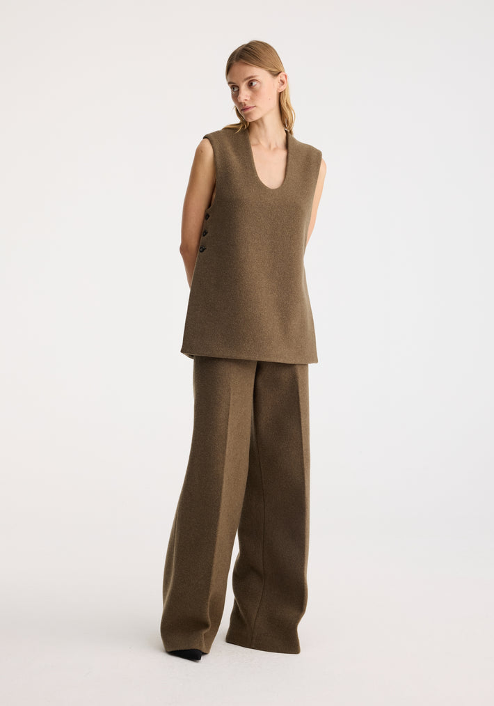 Side split wool top | moss