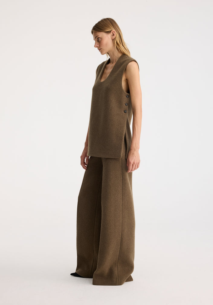 Side split wool top | moss