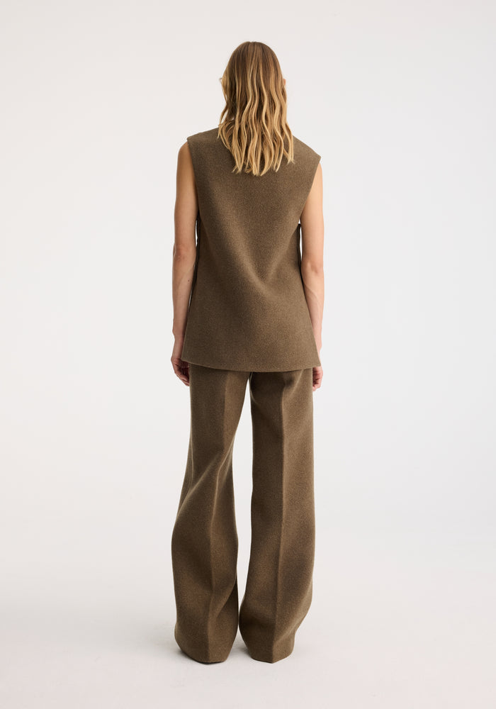 Side split wool top | moss