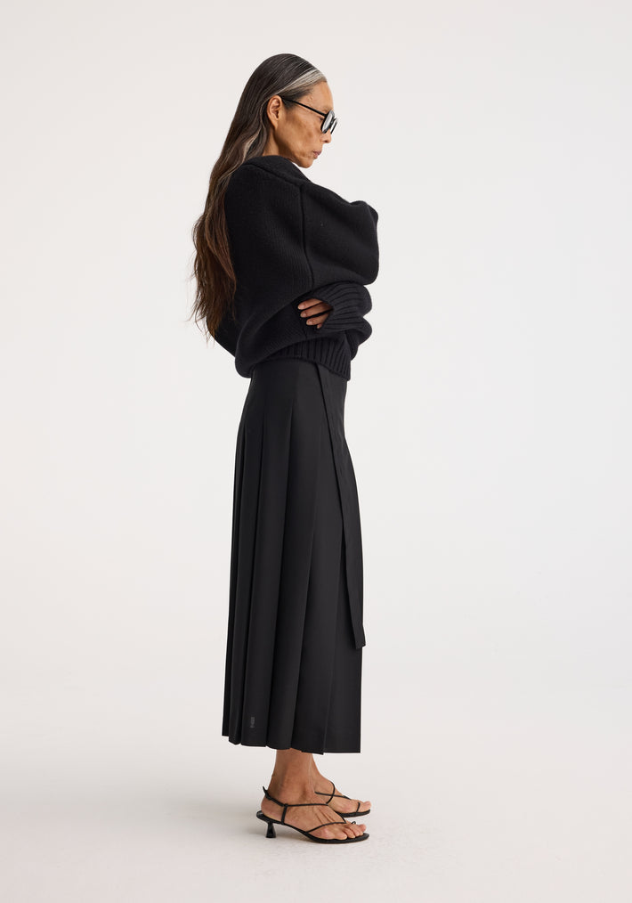 Plissé wrap skirt | black