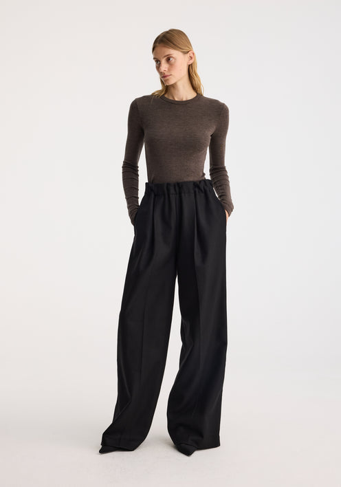 Elasticated wide leg trousers | black