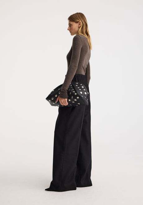 Elasticated wide leg trousers | black