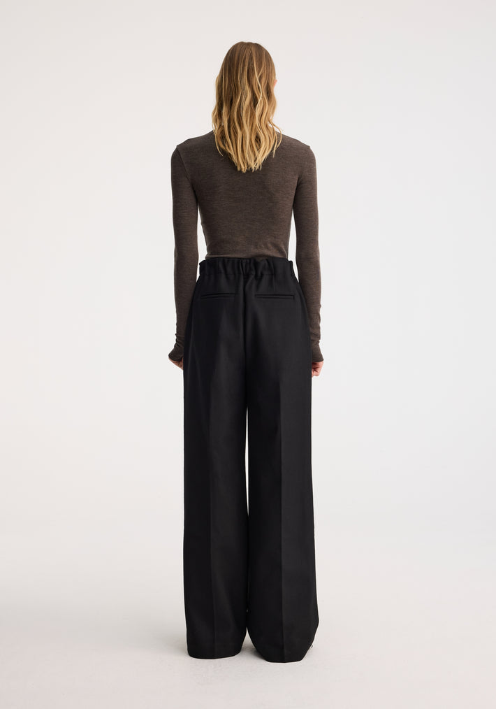 Elasticated wide leg trousers | black