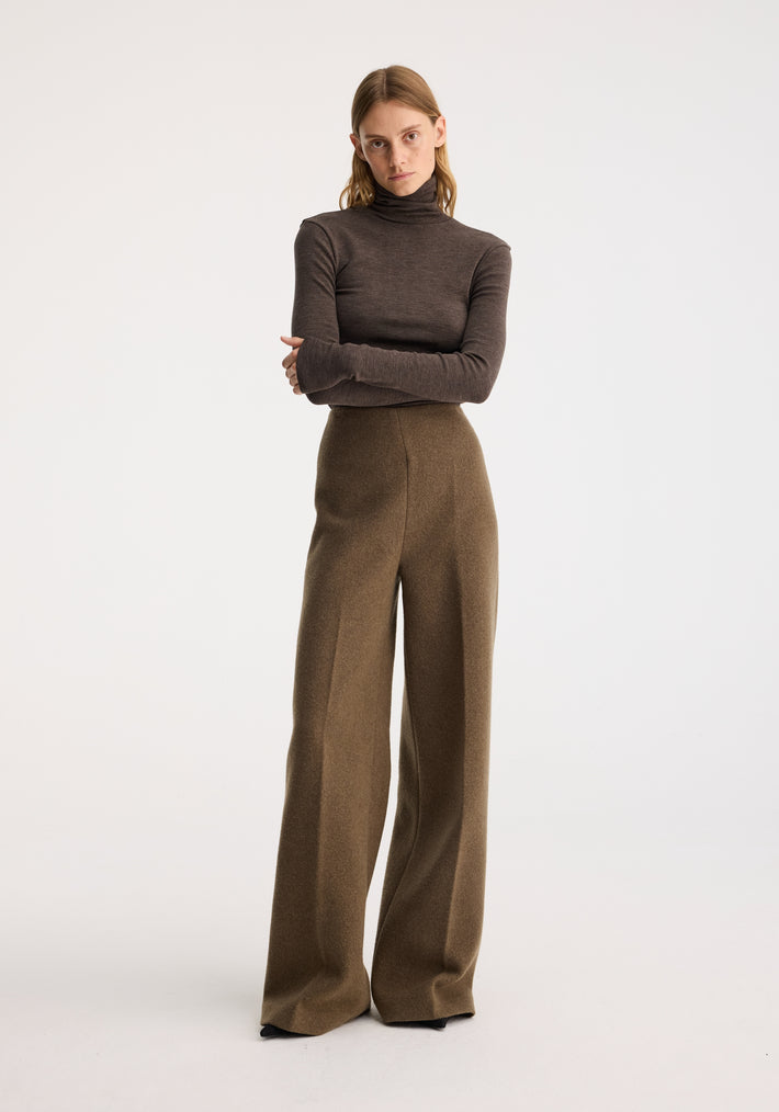 Palazzo wool trousers | moss