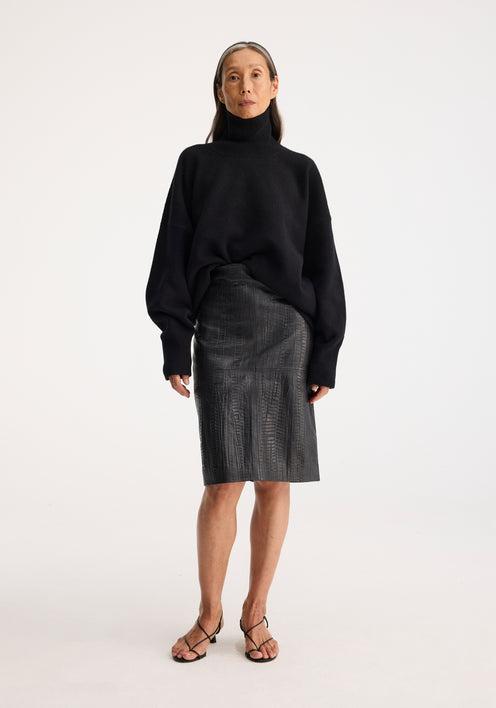 Leather pencil skirt | black