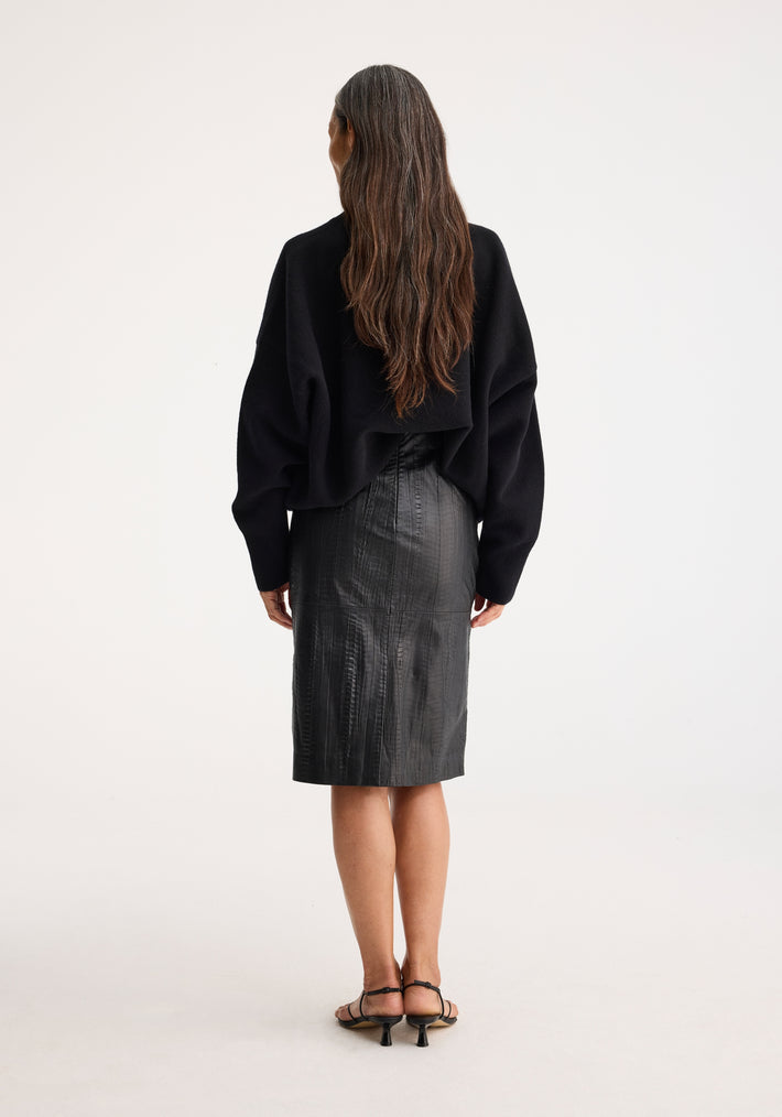 Leather pencil skirt | black