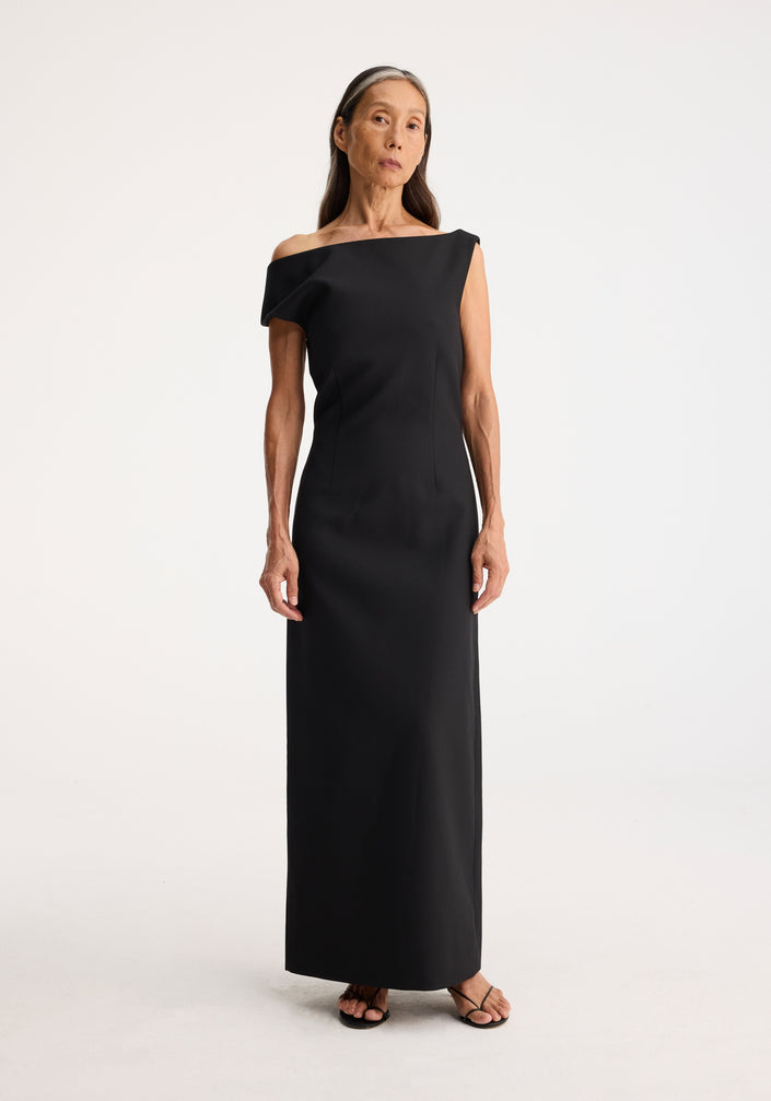 Sculptural asymmetrical dress | black