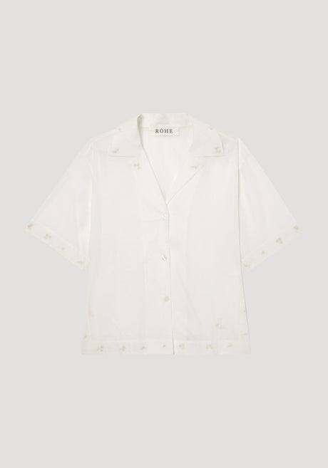 Camp collar organza shirt | off white