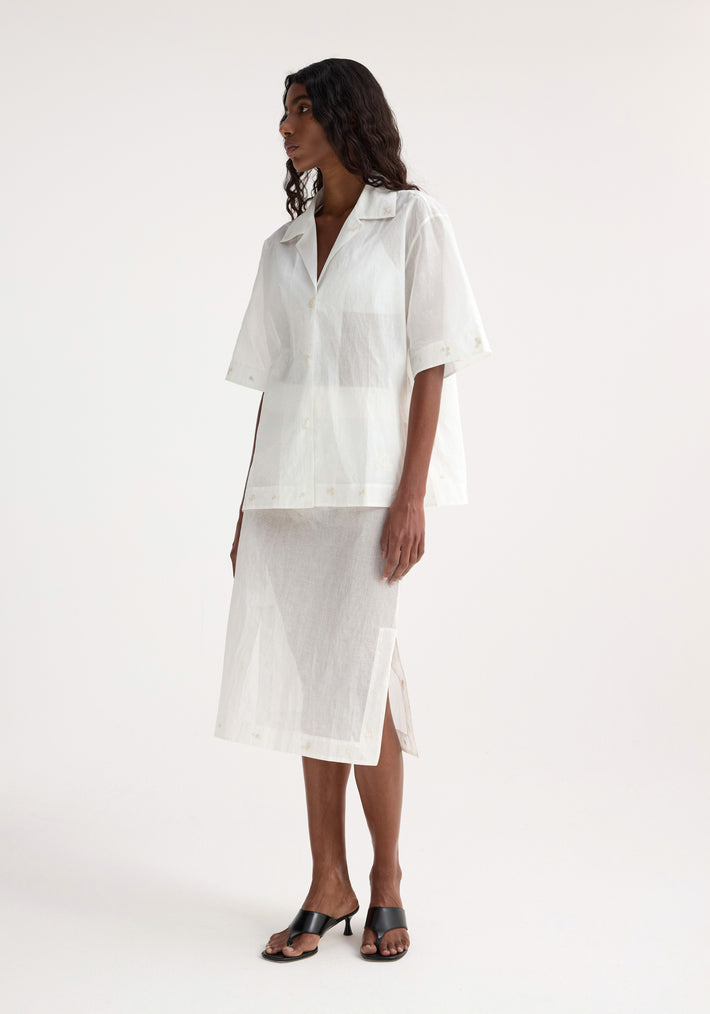 Embroidered organza skirt | off white