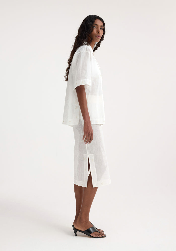 Embroidered organza skirt | off white