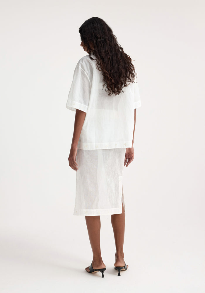Embroidered organza skirt | off white