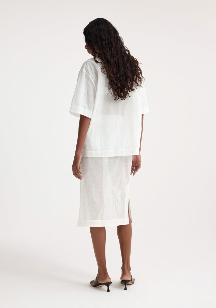 Embroidered organza skirt | off white