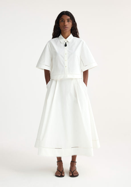 Ladder embroidered poplin shirt | optic white