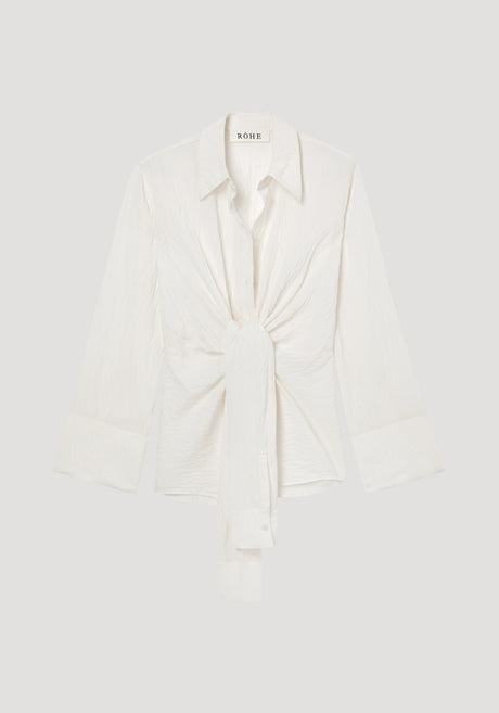 Hammered silk knotted shirt | off white