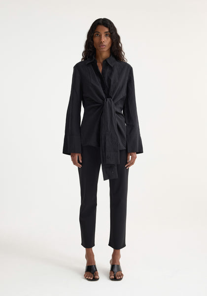 Hammered silk knotted shirt– Róhe