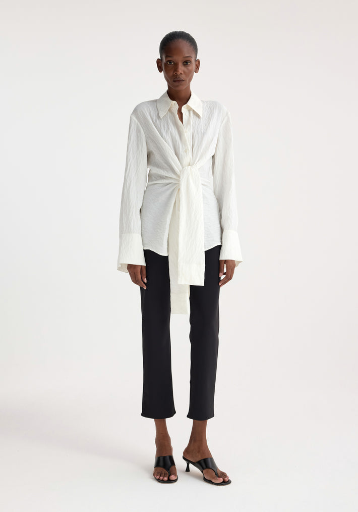 Hammered silk knotted shirt | off white