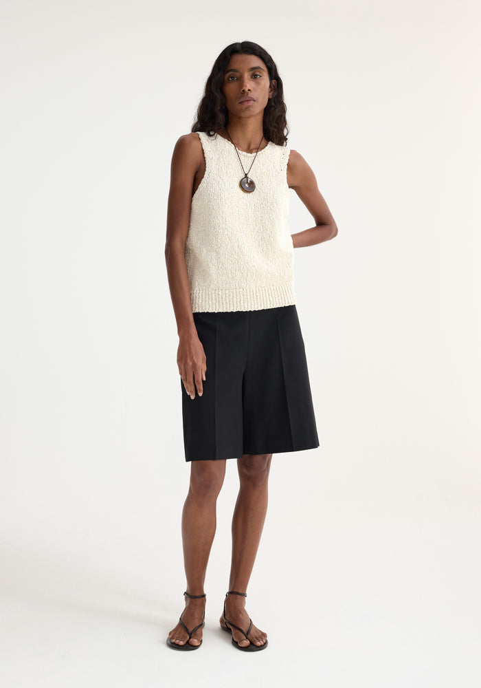 Knitted halter top | off white