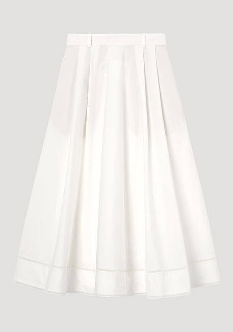 Ladder embroidered poplin skirt | optic white