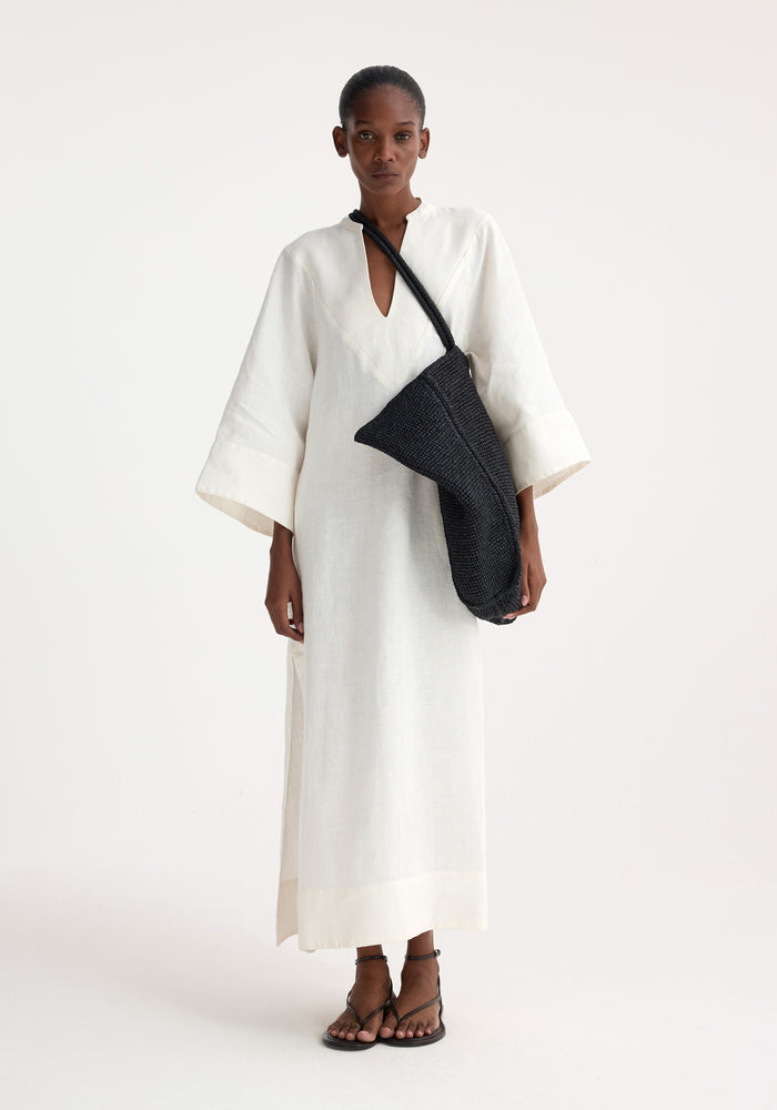 Linen kaftan dress | optic white
