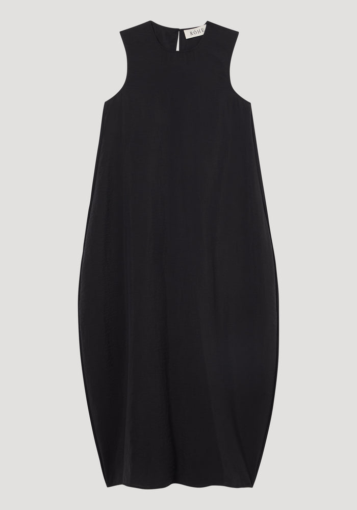 Hammered silk shaped dress | black