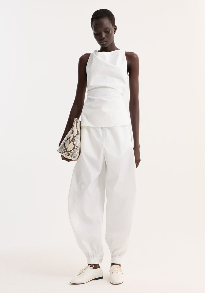 Open back crushed cotton top | optic white