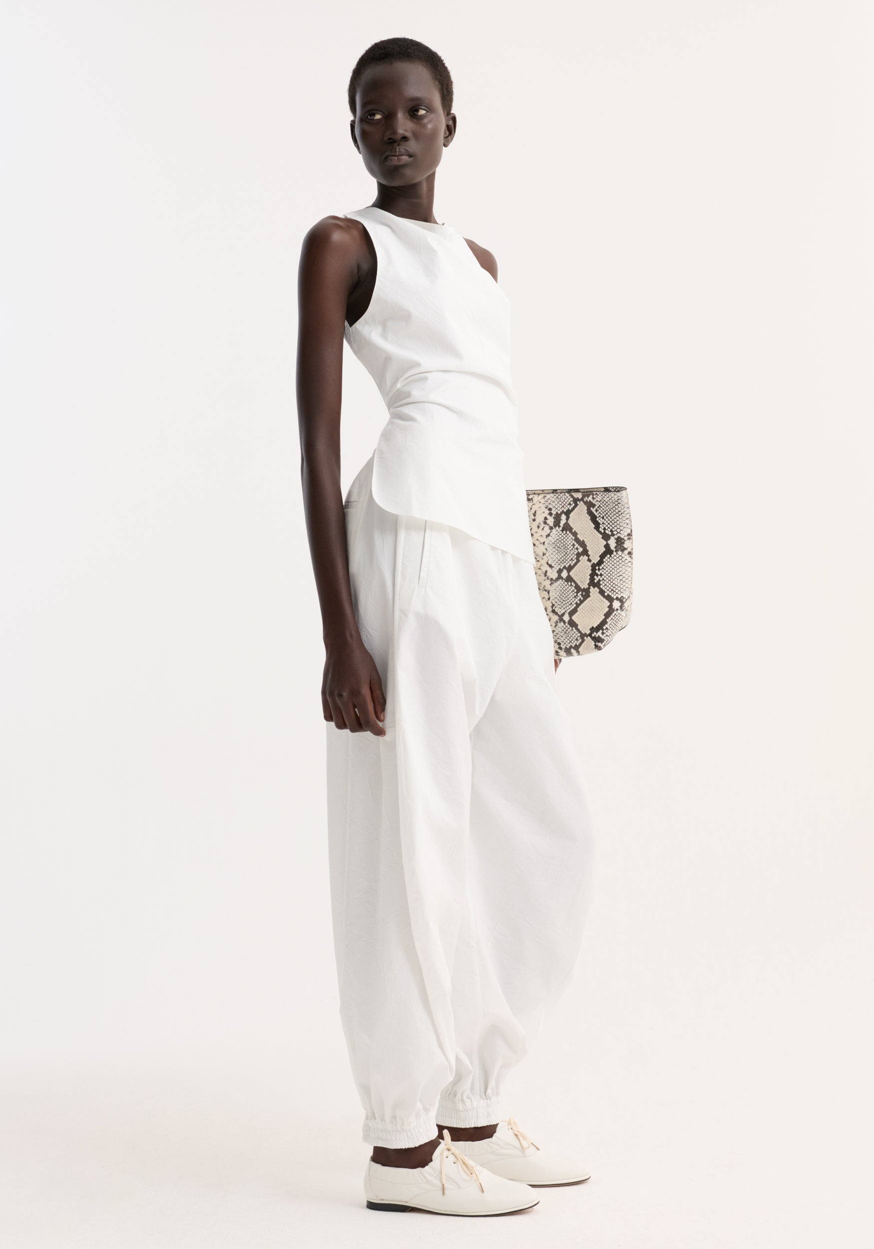 Open back crushed cotton top | optic white
