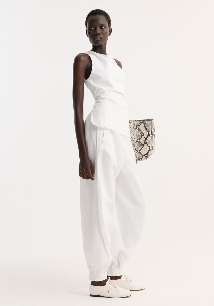 Open back crushed cotton top | optic white